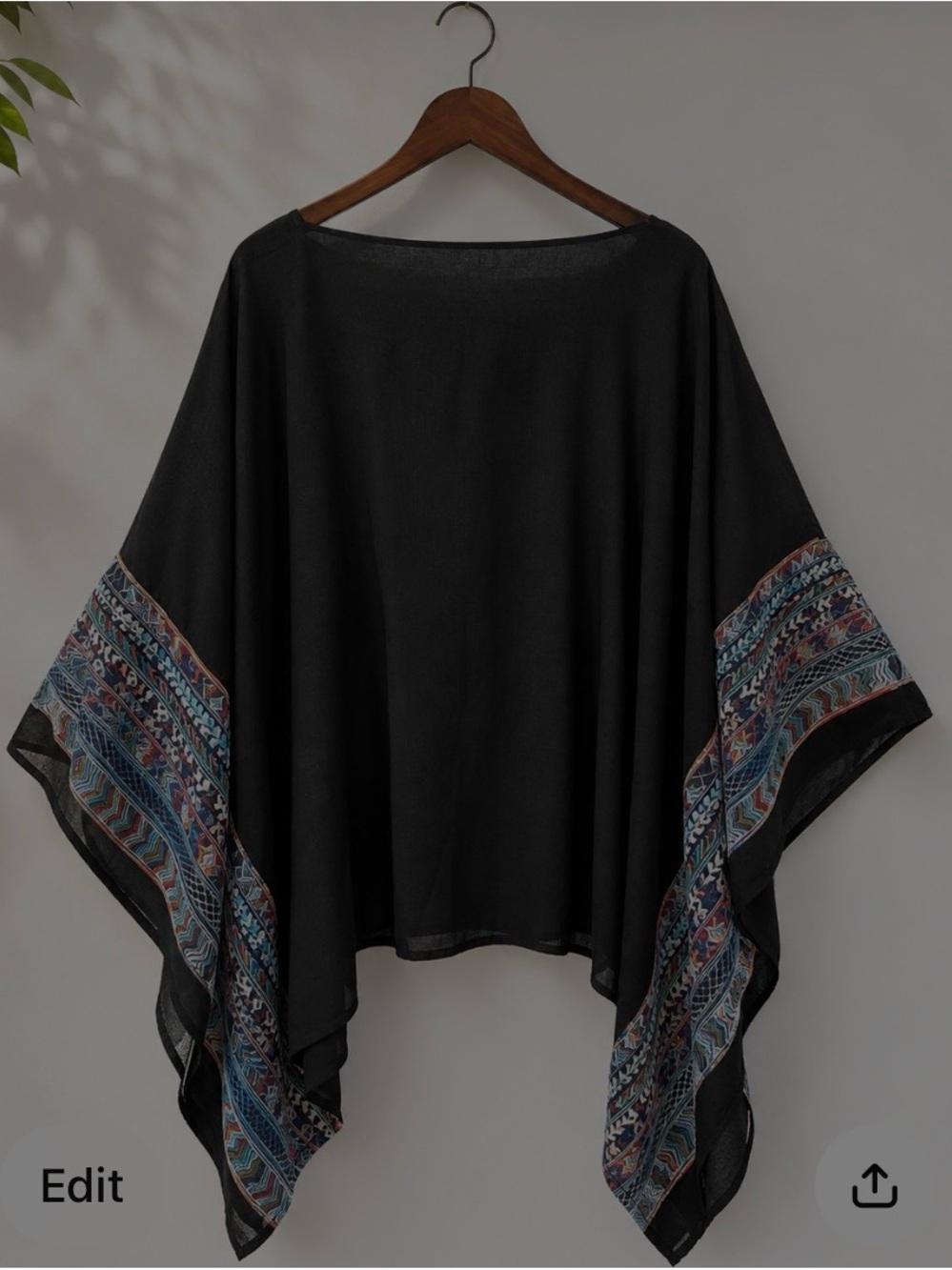 Three Birds Nest embroidered sleeves lightweight poncho